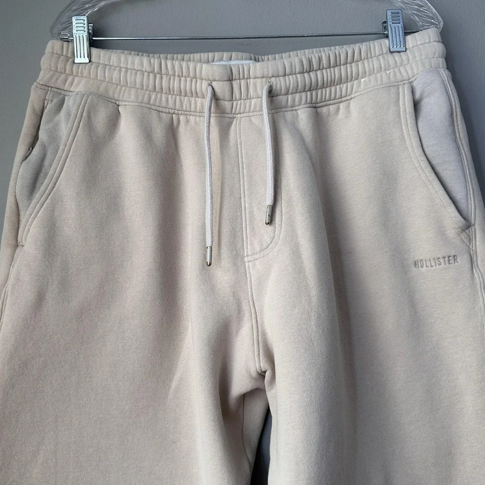 Hollister‎ Mens Large Beige Tan Relaxed Jogger Sweatpants Neutral Elastic Waist